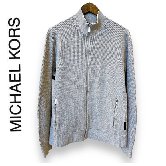 Michael Kors Other - Michael Kors Mens Cotton full zip cardigan sweater, zippered pockets, grey, sz L